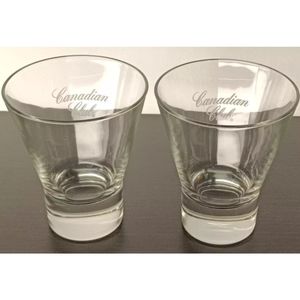 L👀K Vintage Canadian Club Etched Whiskey Scotch Glasses set of 2